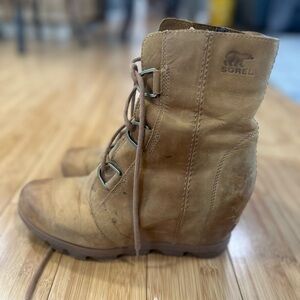 Sorel Joan of Arctic Women's Brown Lace Up Wedge Boots 9.5